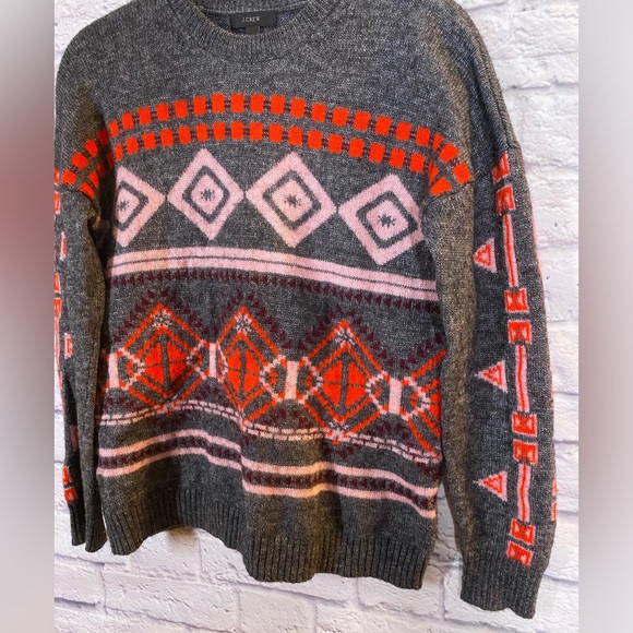 J.Crew Wool Blend Nordic Fair Isle Sweater Mohair Wool Acrylic Blend Size M - Picture 3 of 7